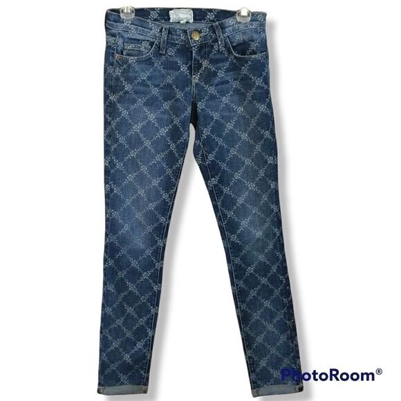 Current Elliott Rolled Skinny Jeans in Indigo Rose Lattice - Picture 6 of 12